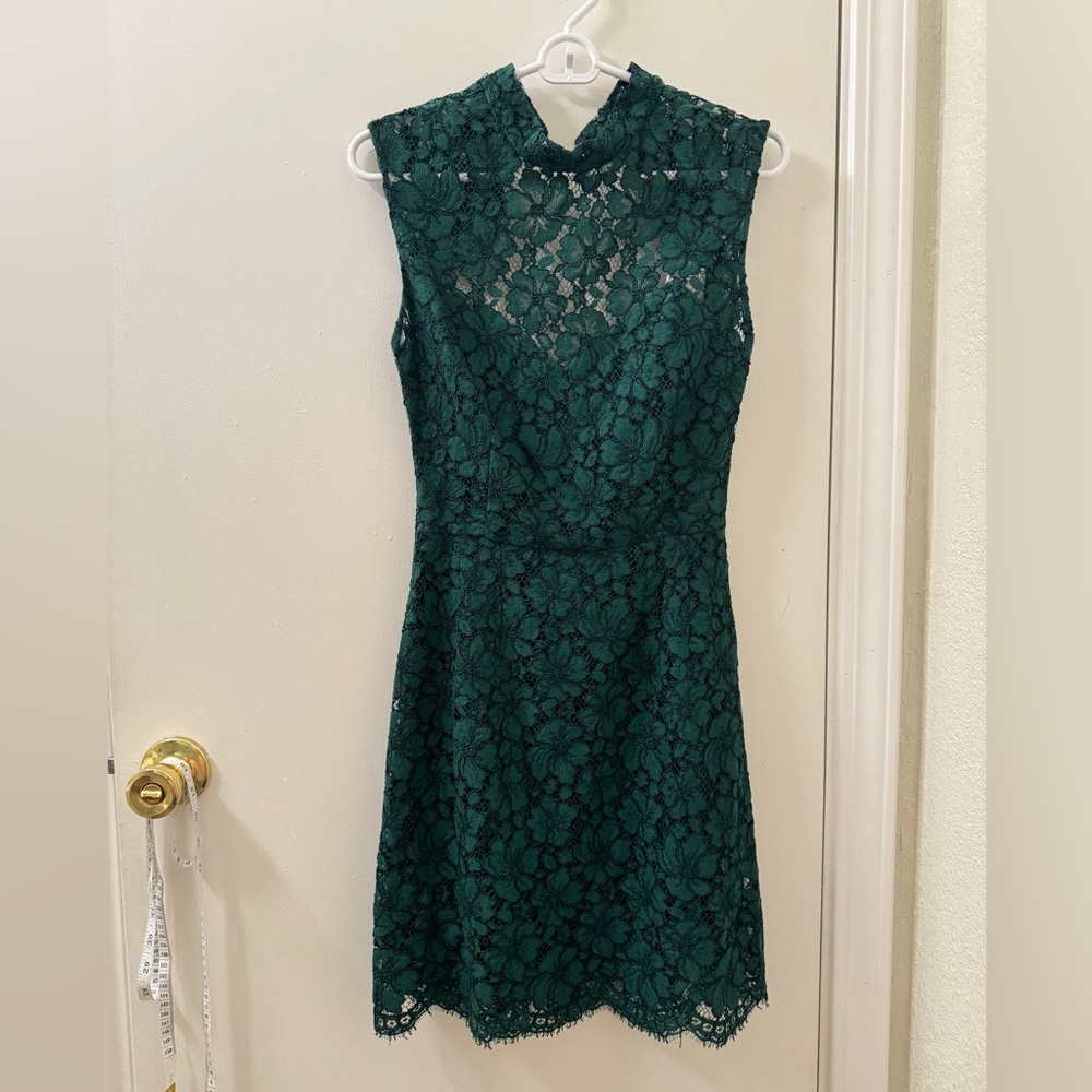 Sandro lace dress dark green backless